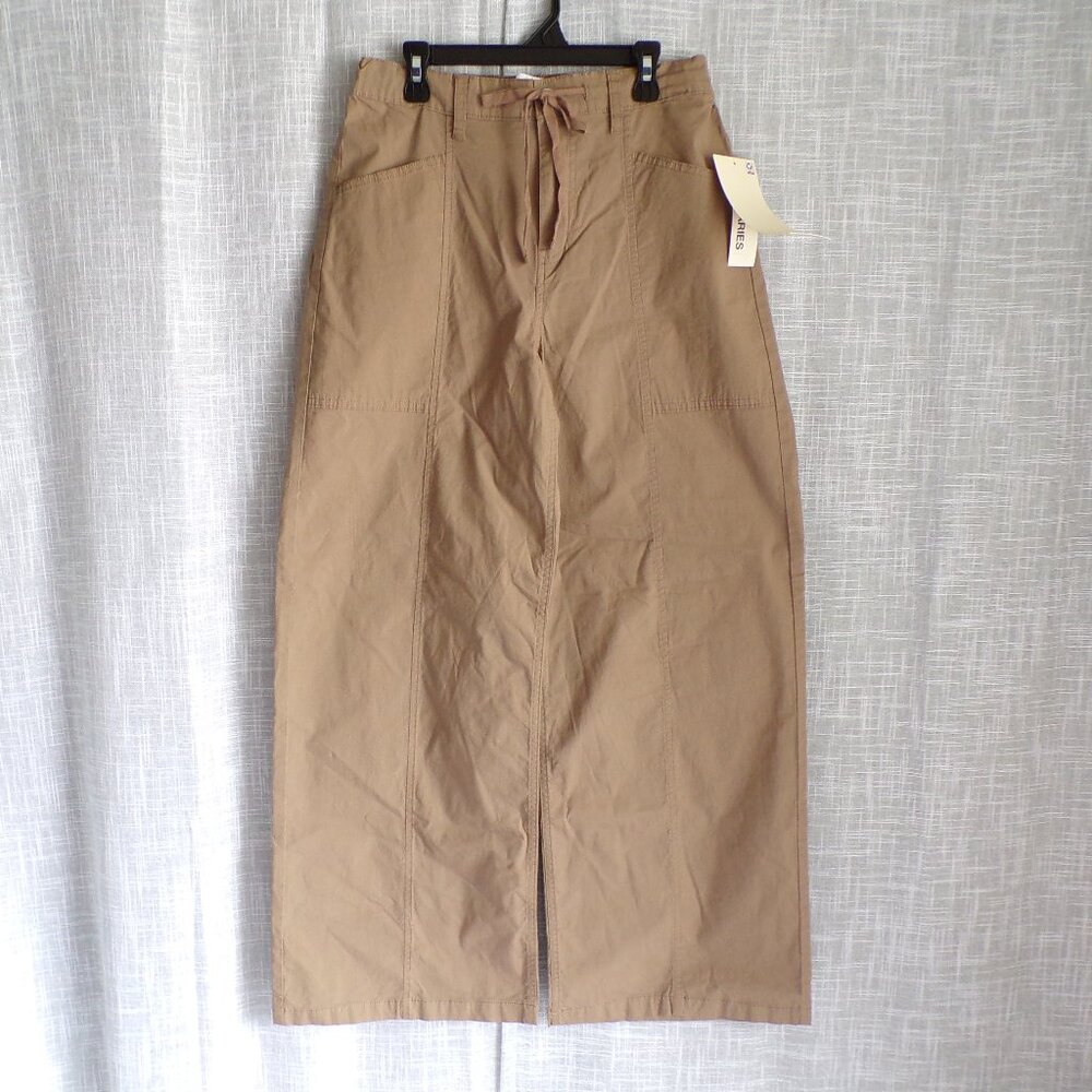 No Boundaries Poplin Women's Wide Leg High Rise Cargo Pants in Brown